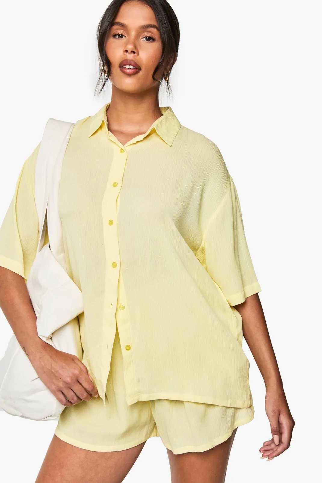 Crinkle Short Sleeved Shirt, Shorts & Scrunchie Set