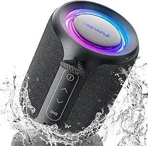 Bluetooth Speaker Wireless,IP67 Waterproof & Dustproof Portable Speaker with Lights,15W Loud Stereo Sound, 2500mAh Battery All Day Playtime, TWS Pairing, BT5.3, Home/Party/Outdoor/Beach (Black)