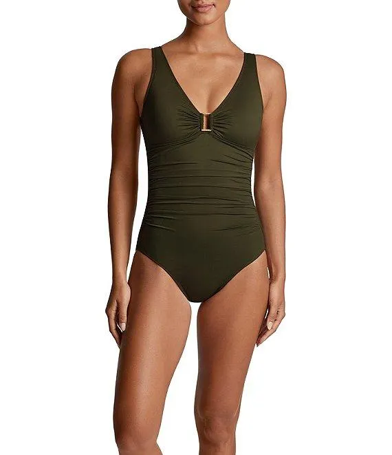 Ring Over The Shoulder Underwire One Piece Swimsuit