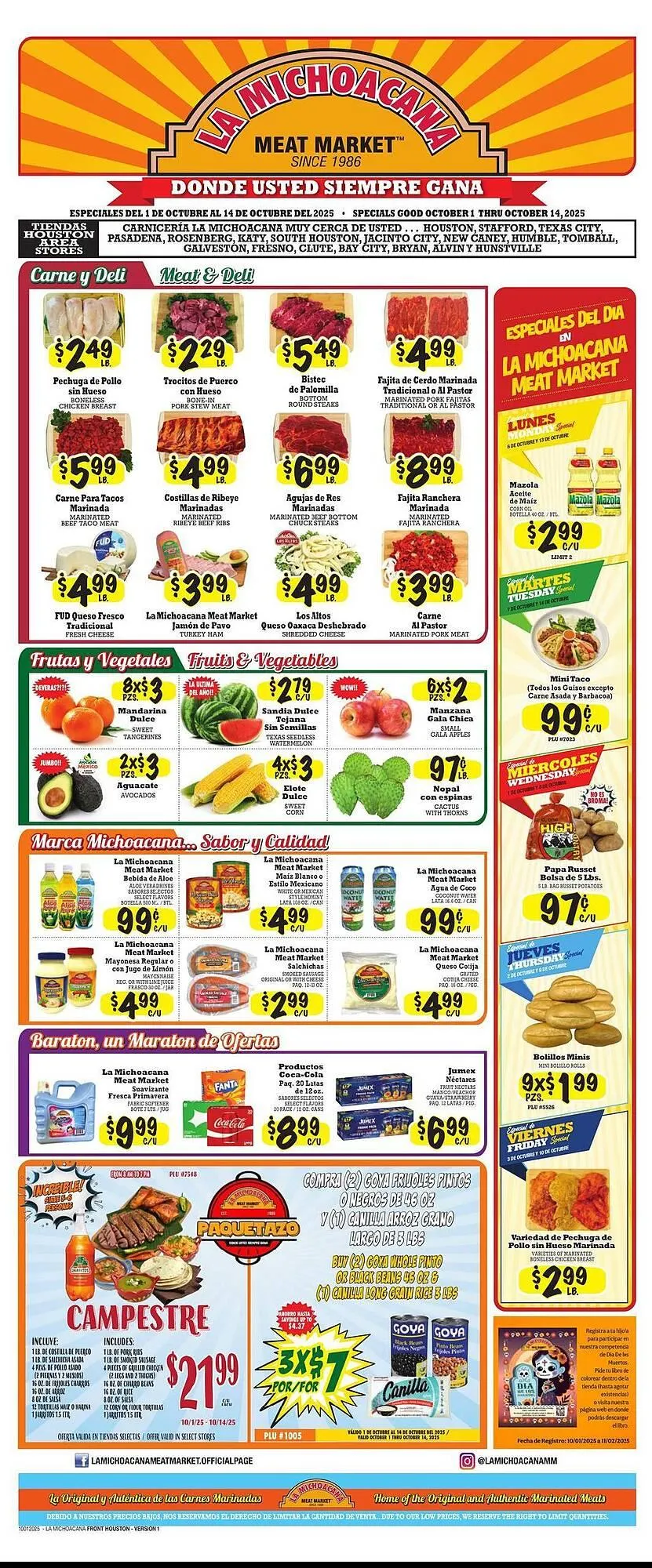 Weekly ad La Michoacana weekly ad from October 1 to October 7 2025 - Page 1