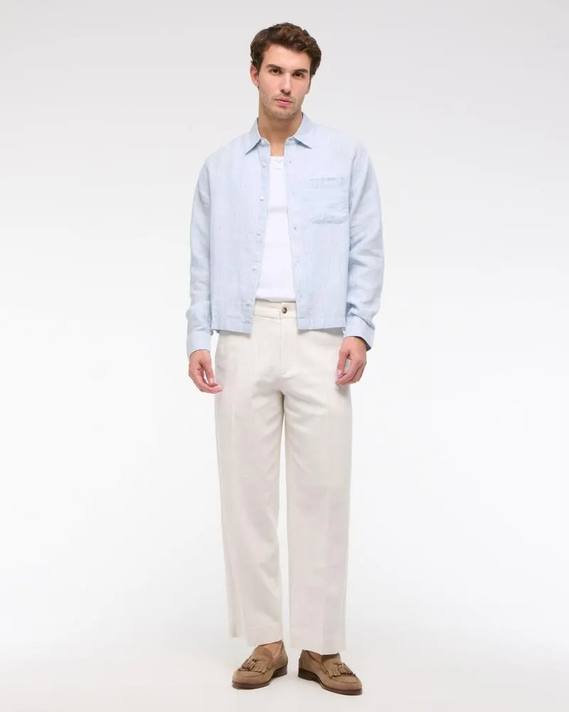 Baggy Tailored Linen-Blend Trouser