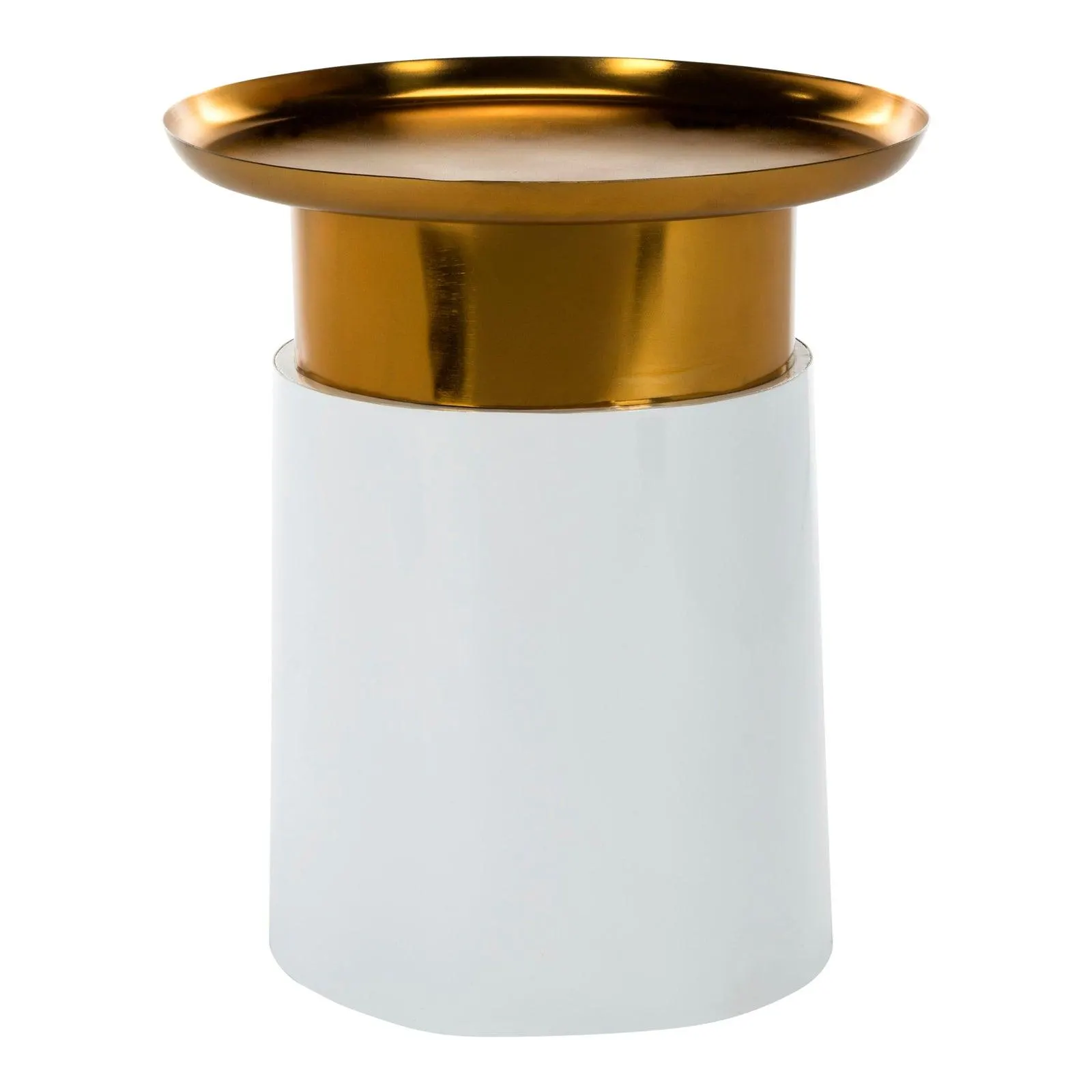 Tray Top Side Table in Gold & White