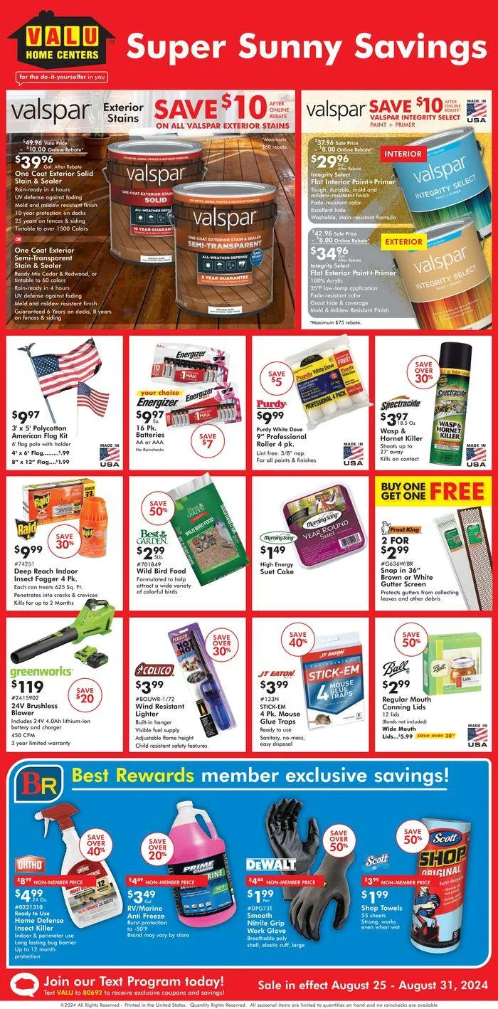 Weekly ad Valu Home Centers weekly ad from August 25 to August 31 2024 - Page 1