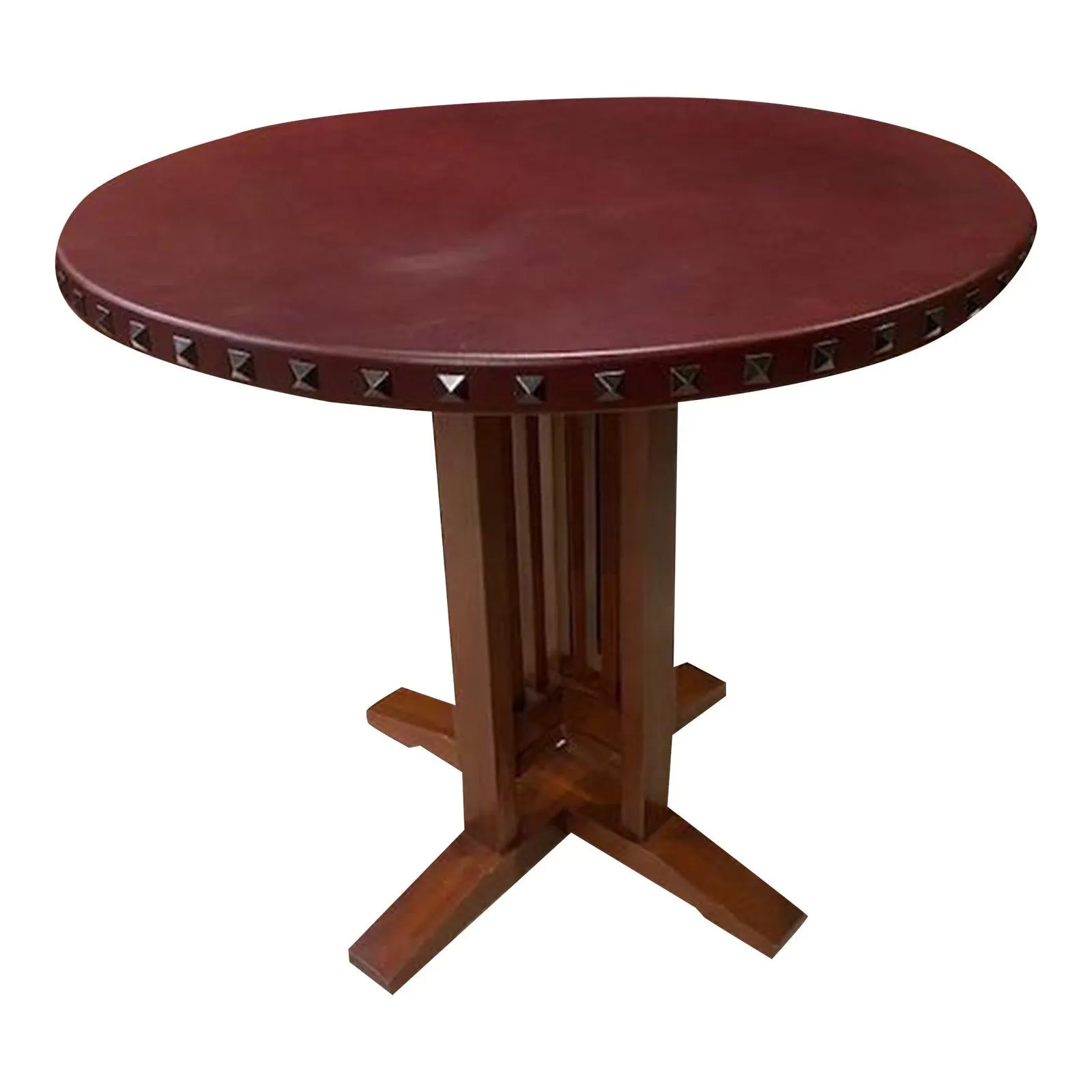 Craftsman Cherry Base & Leather Top Game Table