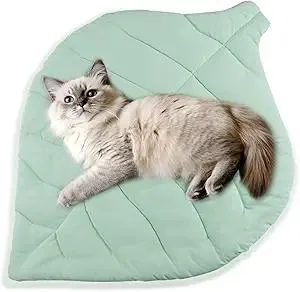 Cat Cooling Mat Pet Leaf Shaped Pad 26.5"x19.5" Breathable Durable Easy to Clean Pet Cool Mats for Cat and Small Dog use in Floor,Bed,Sofa,Chair,Kennel (Light Green)