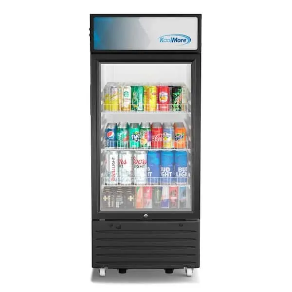 21 in. 6 cu. ft. Commercial Glass Door Display Merchandiser Refrigerator in Black/White