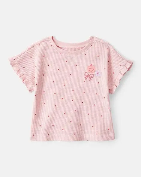 Baby Girl Polka Dot Short-Sleeve Top - Pink