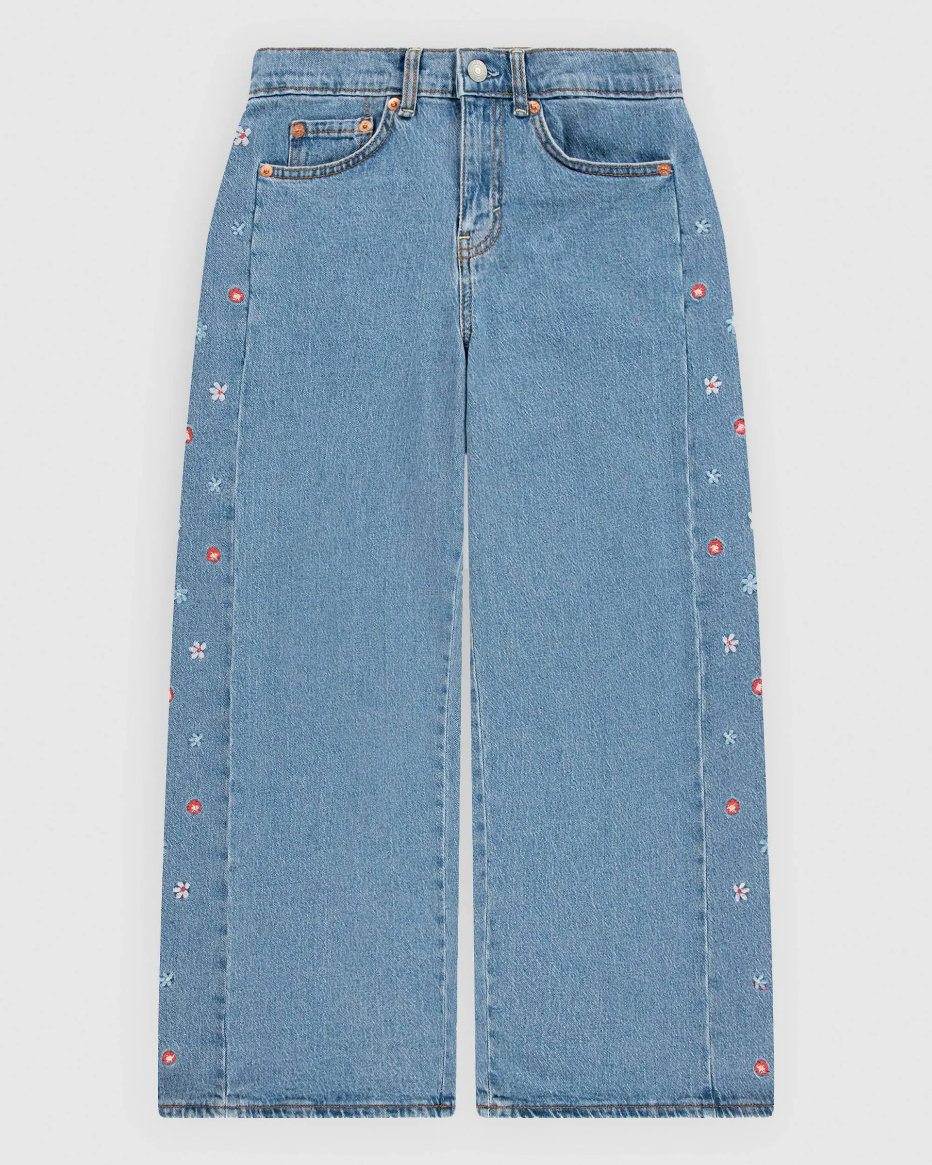 High Rise Baggy W/ Embroidery Big Girls 8-20