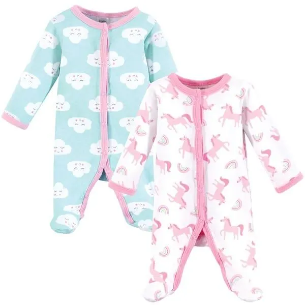 Luvable Friends Infant Girl Cotton Preemie Sleep and Play, Unicorns, Preemie - Unicorns