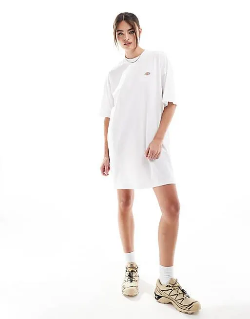 Dickies mapleton t-shirt dress in white