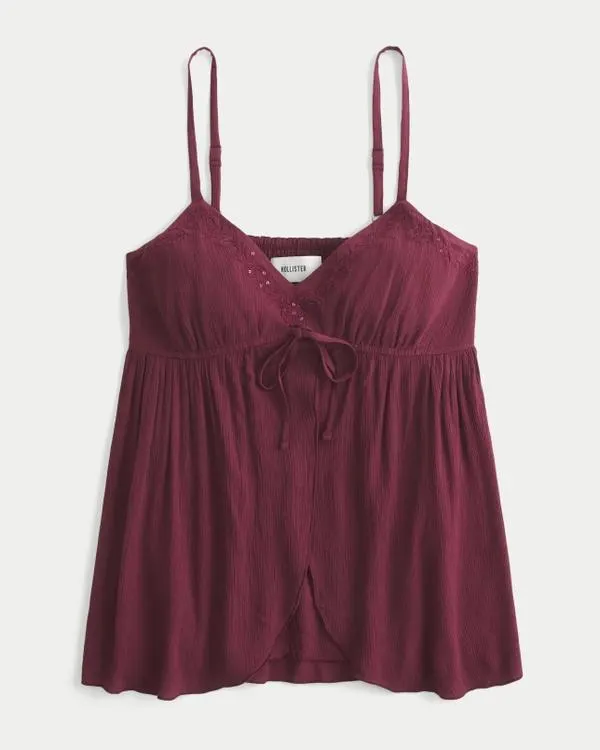 Crinkle Shine Flyaway Babydoll Top