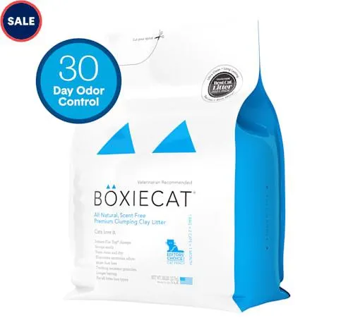 Boxiecat Unscented Odor Control Clumping Clay Cat Litter, 28 lbs.