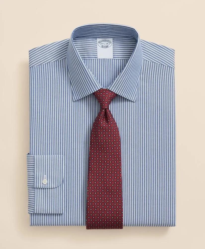 Brooks Brothers Explorer Collection Non-Iron Twill Ainley Collar Ground Stripe, Dress Shirt