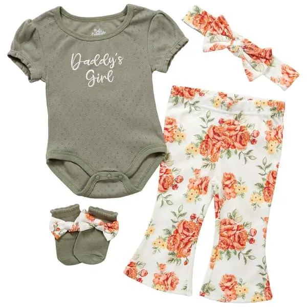 Baby Girl (3-9M) Baby Essentials® 4pc. Daddy’s Girl Floral Set