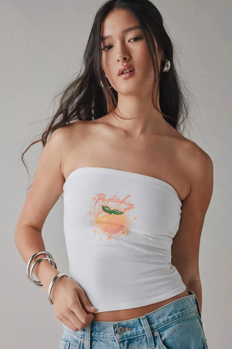 Freshly Picked Fruit Graphic Cropped Tube Top