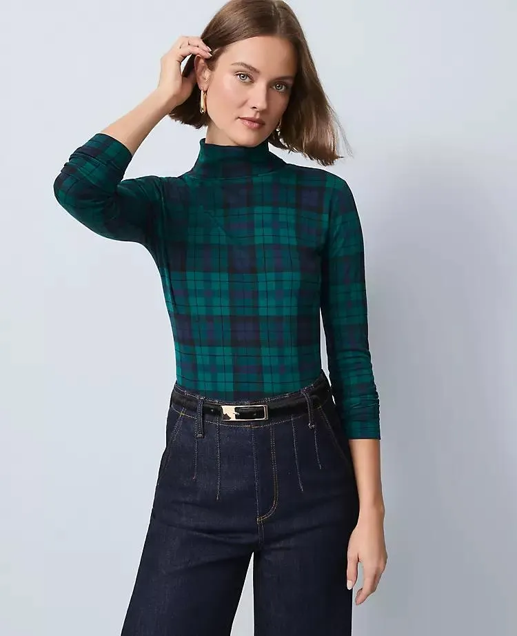Plaid Turtleneck Top