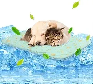 NWK Pet Cooling Mat - 27.5’’ X 20’’ Ice Silk Cooling Mat for Dogs & Cats Portable & Washable Pet Cooling Blanket, Car Seats, Beds for Summer (Green Fruit, Medium)