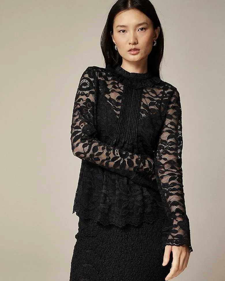 Lace mockneck top