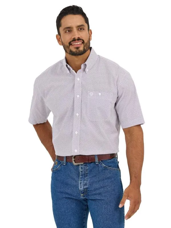 Wrangler Mens George Strait Red and Blue Relaxed Fit One Pocket Short Sleeve Shirt