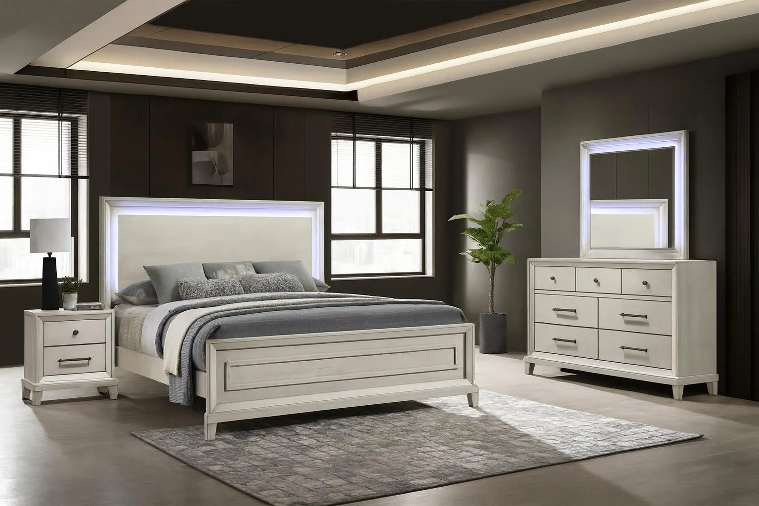 Alma Queen Size Bedroom Set by Best Home (4-Piece) - White