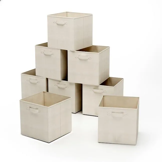 Hastings Home 8 -Pack Set of Storage Cubes ( 11.5-in W x 10.5-in H x 10.5-in D ) Beige Polypropylene Collapsible Bin
