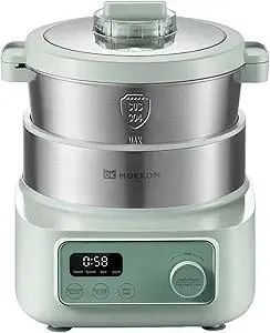 MOKKOM Electric Dough Maker with Proof Dough Function, Microcomputer Timing, 6.34Qt 304 Stainless Steel Bowl, Household Dough Maker Kitchen Flour Kneading Machine, Green