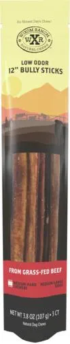 Wixom Ranch Natural Chews Low Odor Bully Stick, 12 Inches, 3 Count