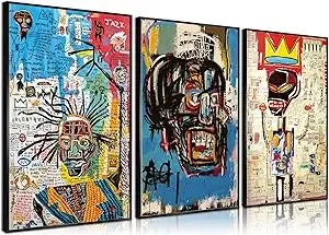 3 Pcs Street Wall Art Modern Abstract Pictures Poster Prints Wall Decor Artist Blue Color Print Canvas Painting for Living Room Bedroom Bathroom Office Home Decorations Unframed