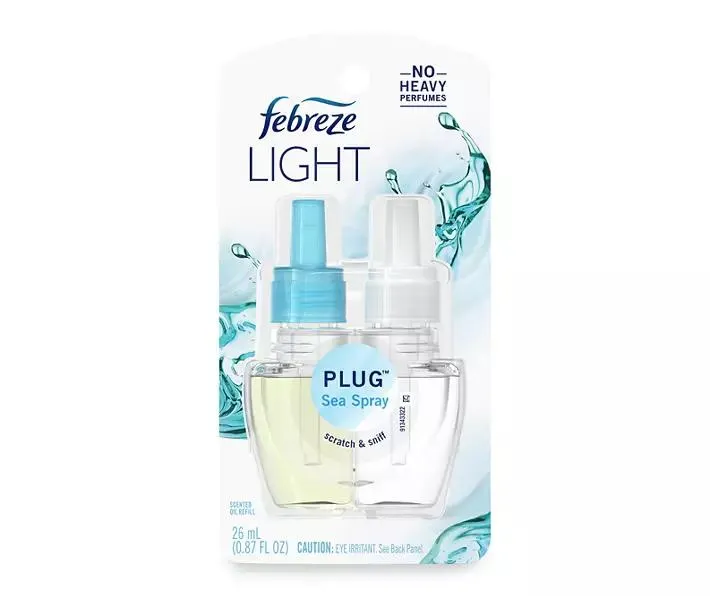 Febreze LIGHT Fade Defy PLUG Air Freshener, Sea Spray, (1) .87 fl. oz. Oil Refill