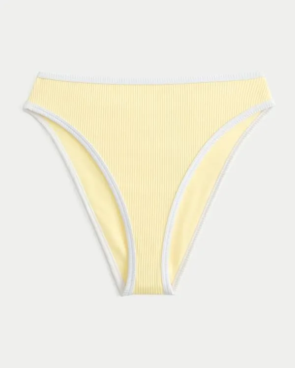 Curvy High-Leg High-Waist Ribbed Cheeky Bikini Bottom
