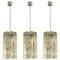 Ribbled Glass and Chrome Pendant from Doria, Germany, 1960s