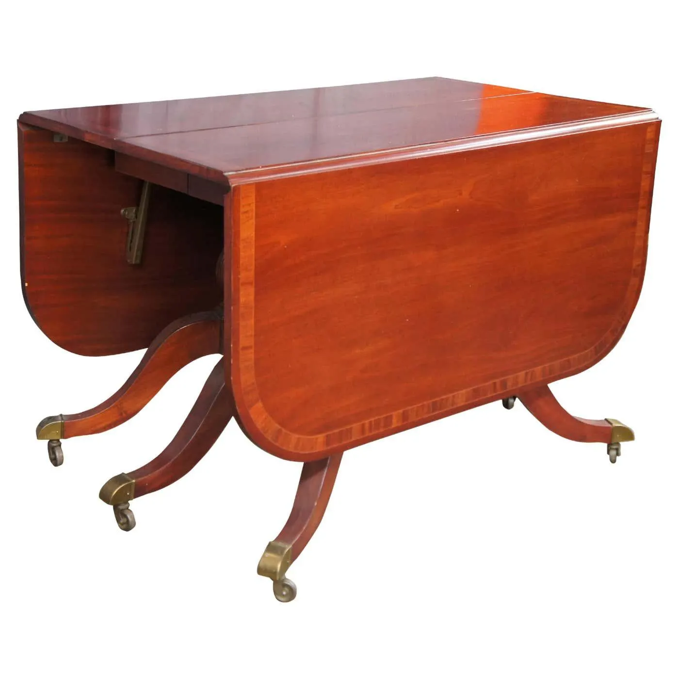 Union National Mid Century Duncan Phyfe Style Mahogany Drop Leaf Dining Table