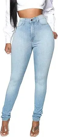 KUNMI Womens Classic High Waisted Skinny Stretch Butt Lifting Jeans Slim Fit Denim Pants