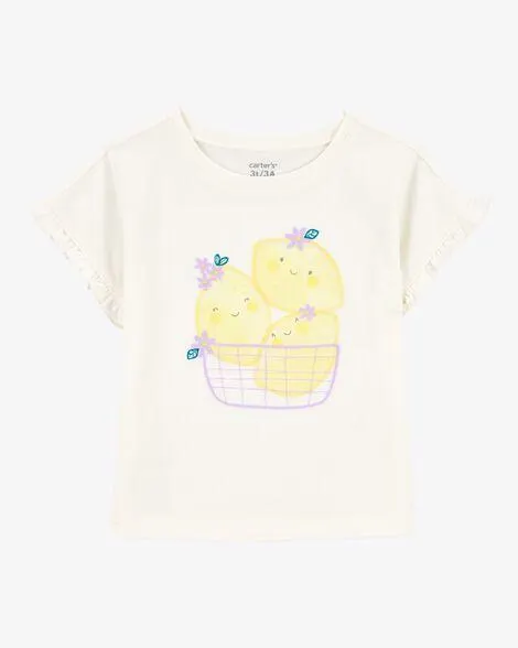 Baby Short-Sleeve Lemon Fashion Top - Ivory