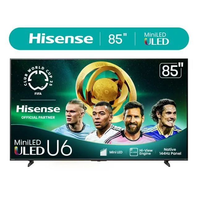 Hisense 85-Inch Class U6 Series Mini-LED ULED 4K UHD Google Smart TV (85U6N) - QLED Quantum Dot Color, Dolby Vision, Full Array Local Dimming, Game Mode Plus