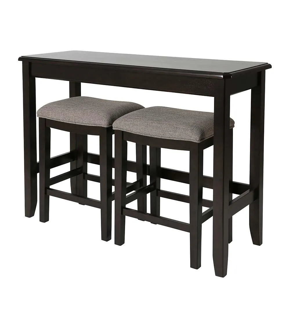 Sofa Table Set with Saddle Seat Stools - Espresso