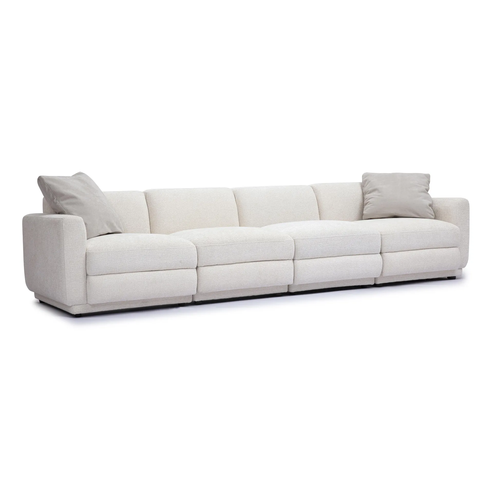 Perry 124" Cream Chenille Modular Long Sofa