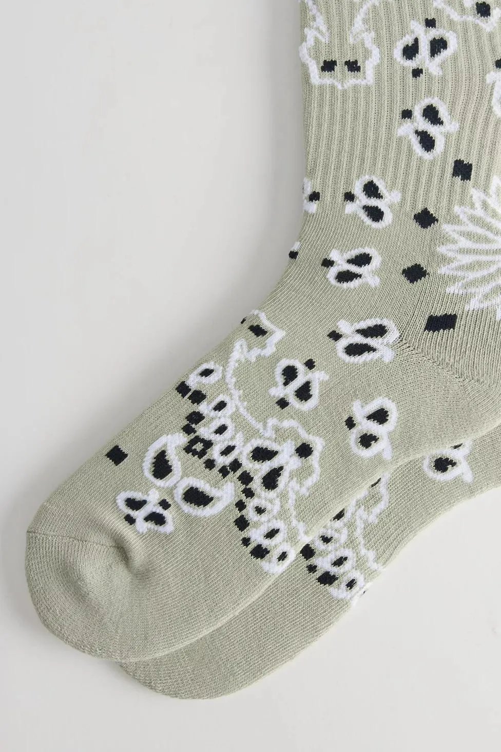 Paisley Bandana Pattern Ribbed Crew Sock