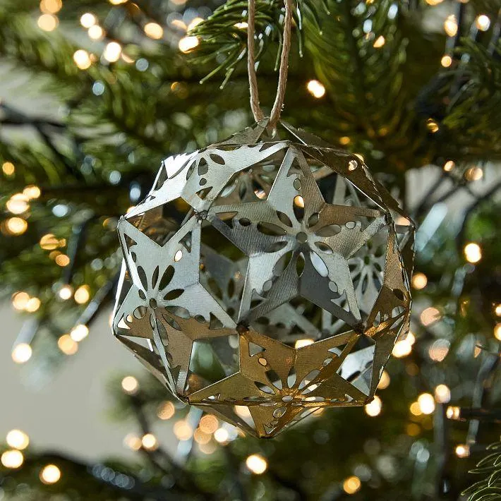 Galvanized Metal Geometric Ball Ornament