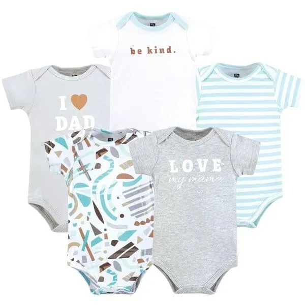 Hudson Baby Cotton Bodysuits, Neutral Abstract