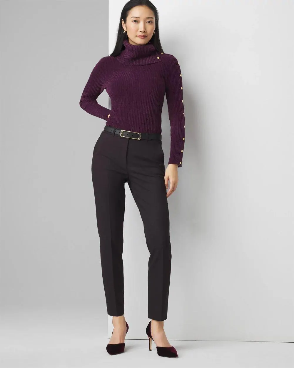 WHBM ® Elle Slim Ankle Jacquard Pant