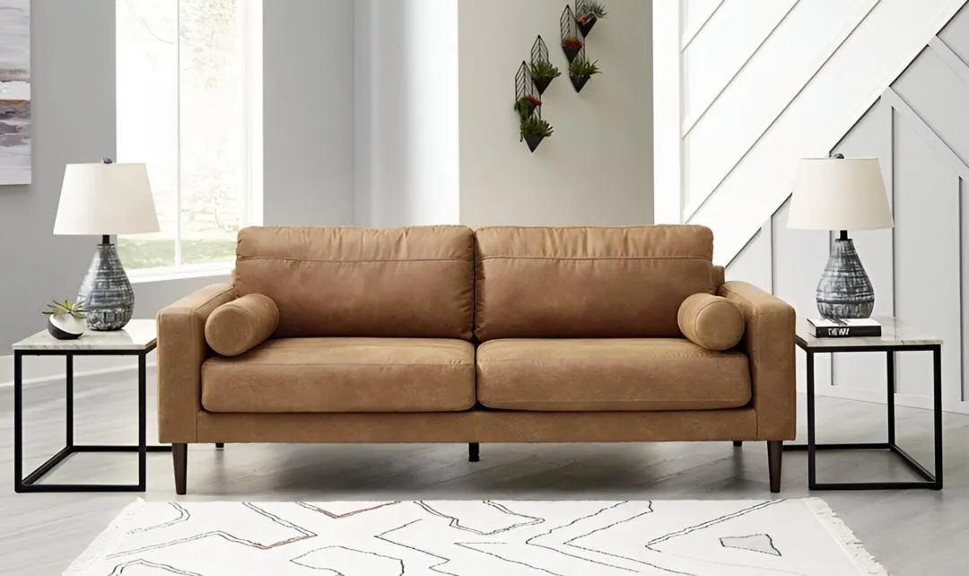 Modern Heritage Telora 2-Seater Caramel Leather Sofa with Track Arms