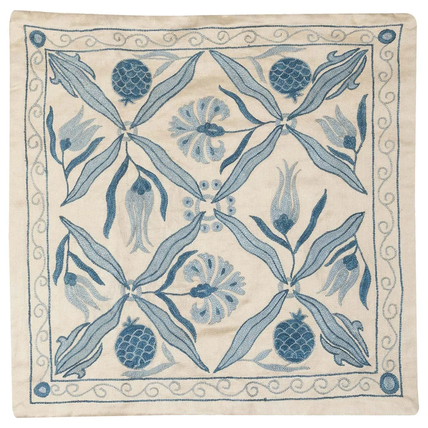 20"x20" 100% Silk Pillow. Handmade Cushion Cover. Embroidered Throw Pillow Cover