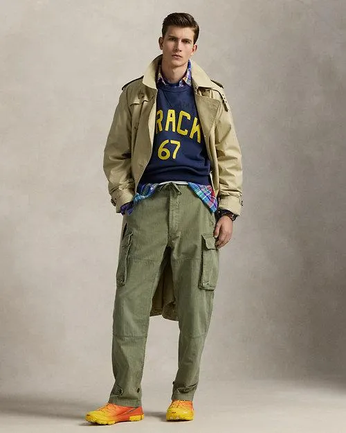Relaxed Fit Herringbone Twill Cargo Pant