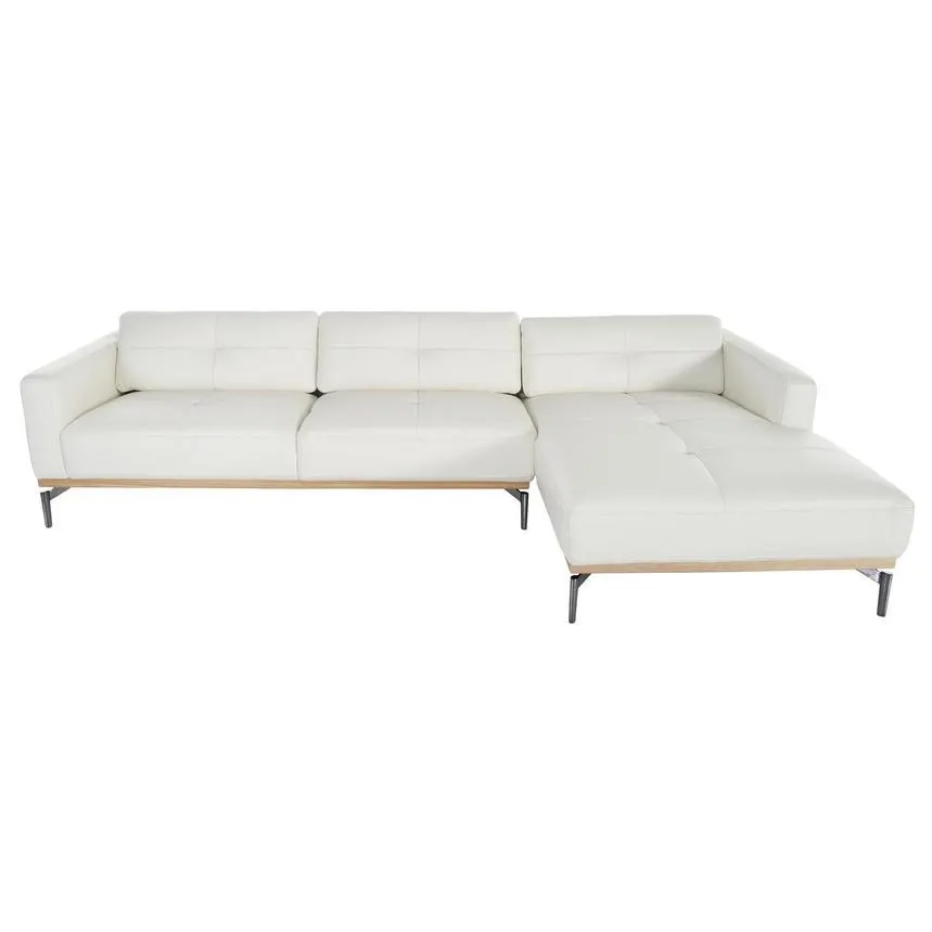 Nate White Leather Corner Sofa w/Right Chaise