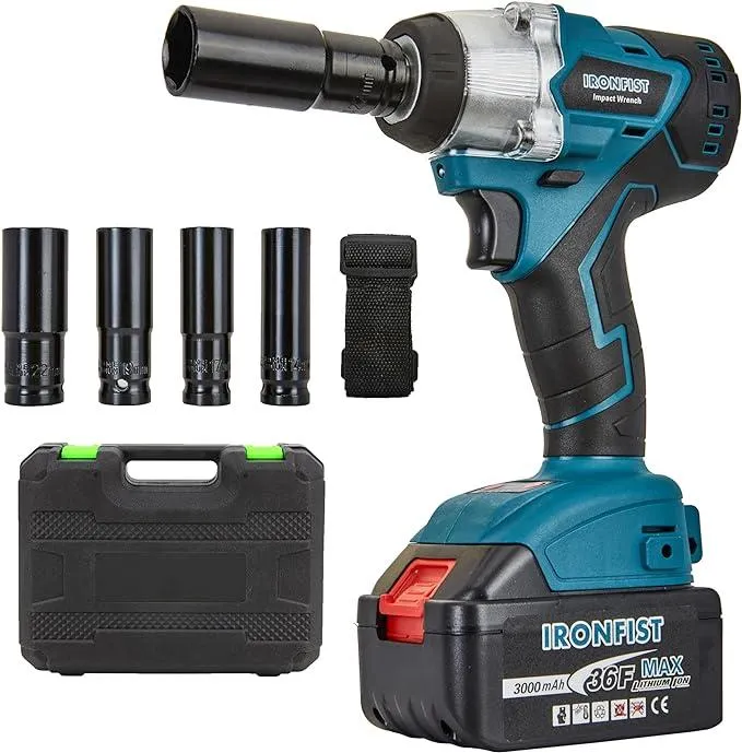 IRONFIST Cordless Impact Wrench, Electric Power Impact Screwdriver with 21V Lithium Battery Brushless Motor with 420Nm Torque