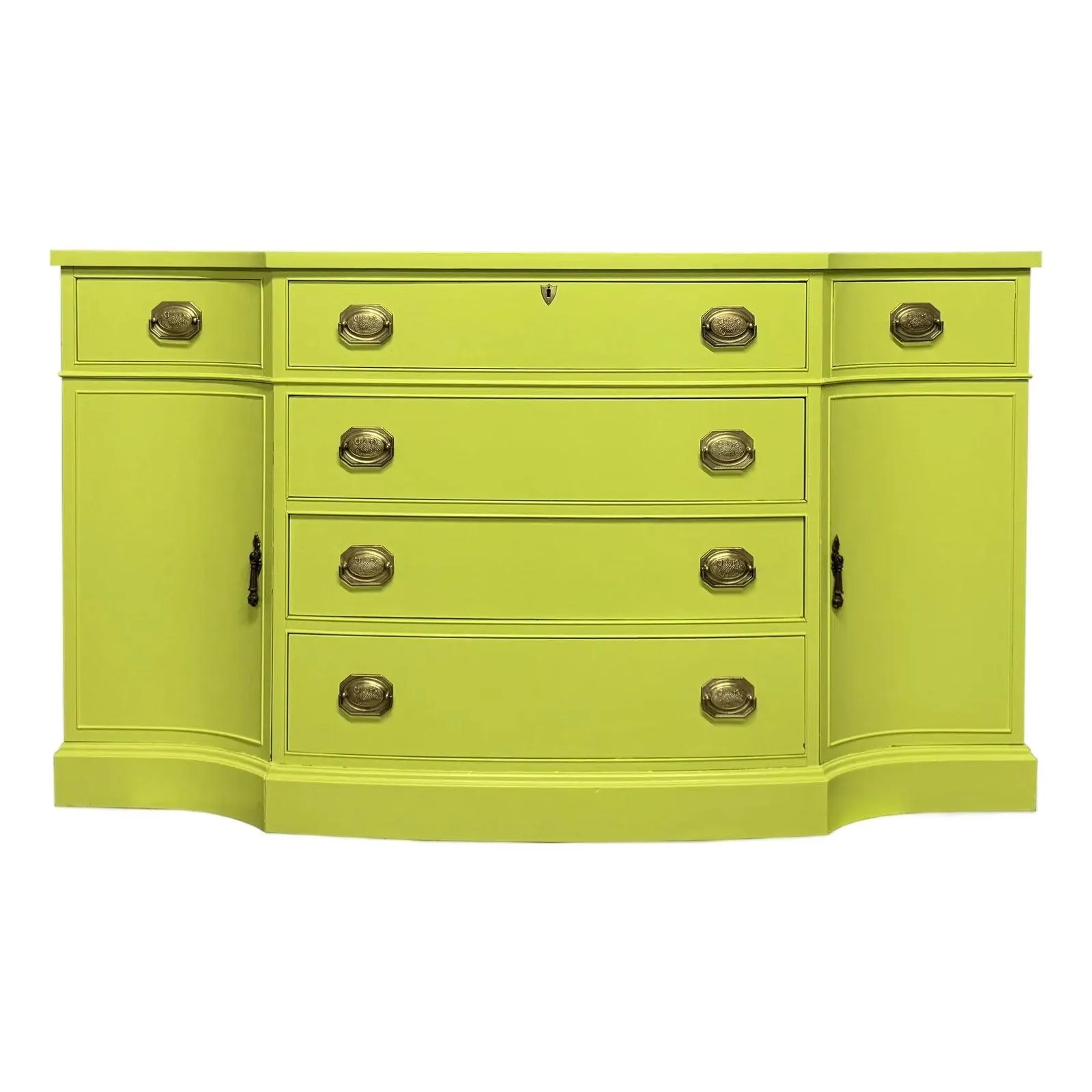 Vintage Federalist Bow Front Buffet Reimagined in Chartreuse