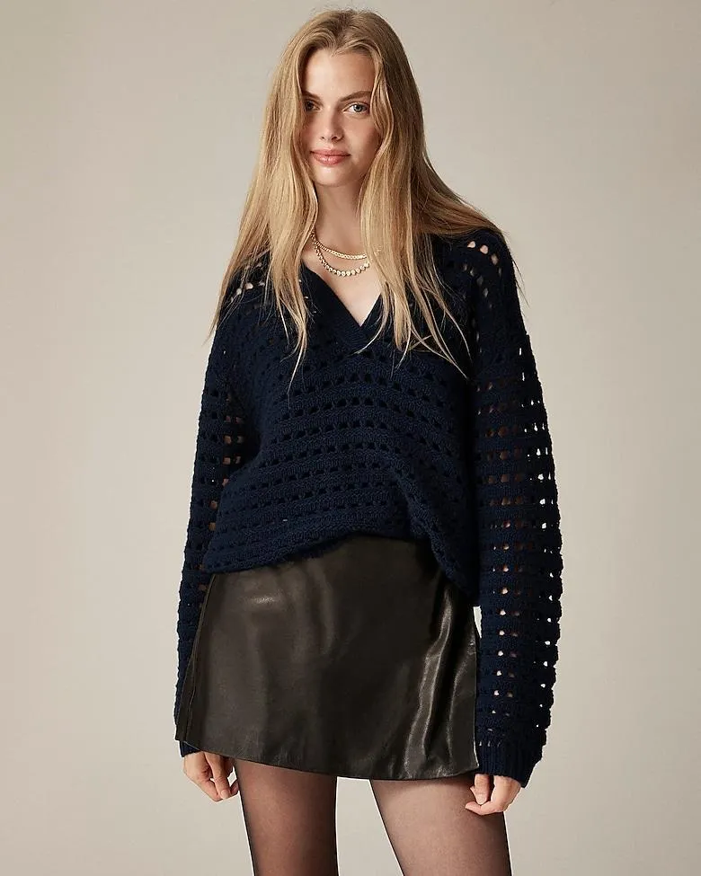 Collection cashmere sailor-collar pointelle sweater