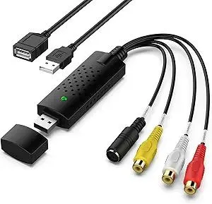 Capture Card, USB Video Capture Card Device, Audio Video Converter Grabber for RCA to USB-Convert VHS Mini DV VCR Hi8 DVD to Digital, for PC TV Tape Player Camcorder, MAC Windows Vista Compatible