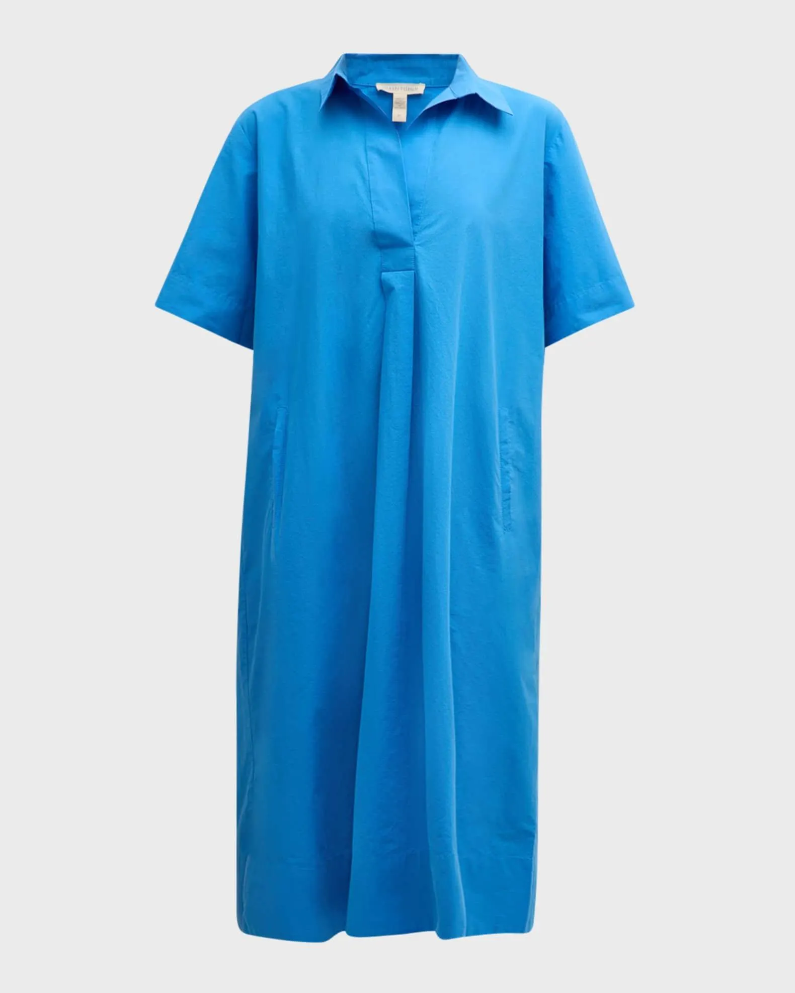 Petite Pleated Organic Cotton Poplin Midi Dress